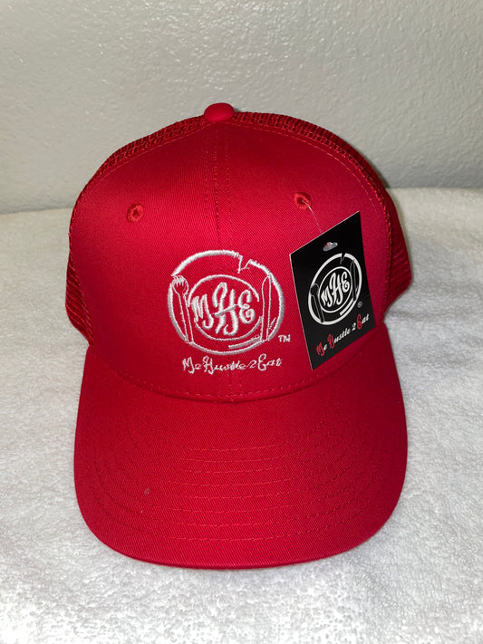 Me Hustle 2 Eat Trucker Hat w/Mesh Back - Embroidered Plate Logo