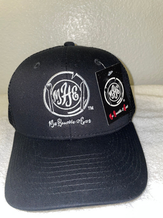 Me Hustle 2 Eat Trucker Hat - Embroidered White Plate Logo