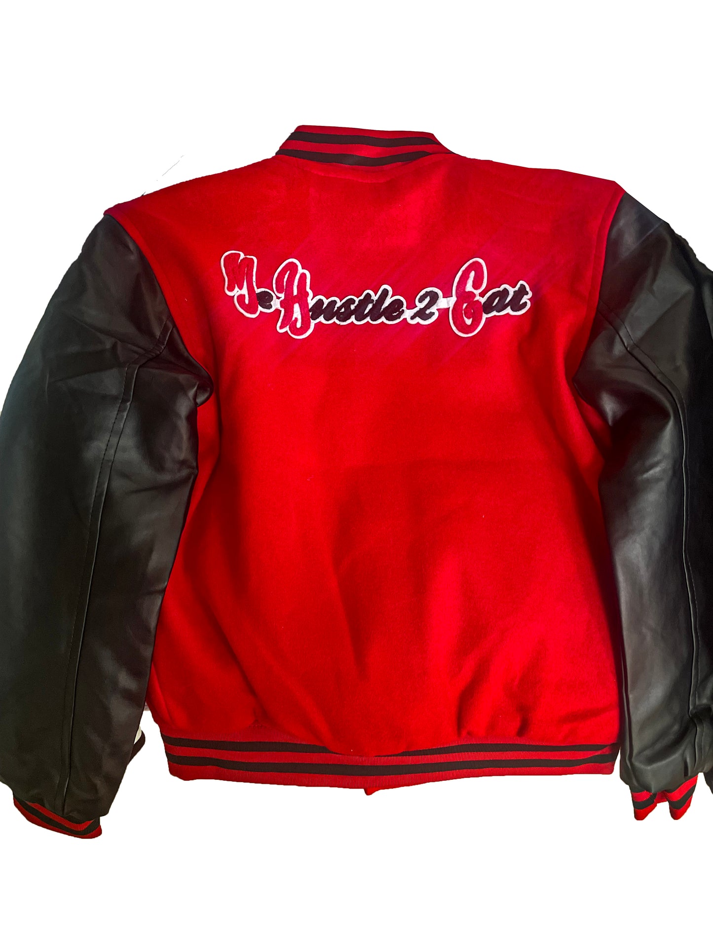 Youth - Athletic Letterman Jacket - Me Hustle 2 Eat with Patches