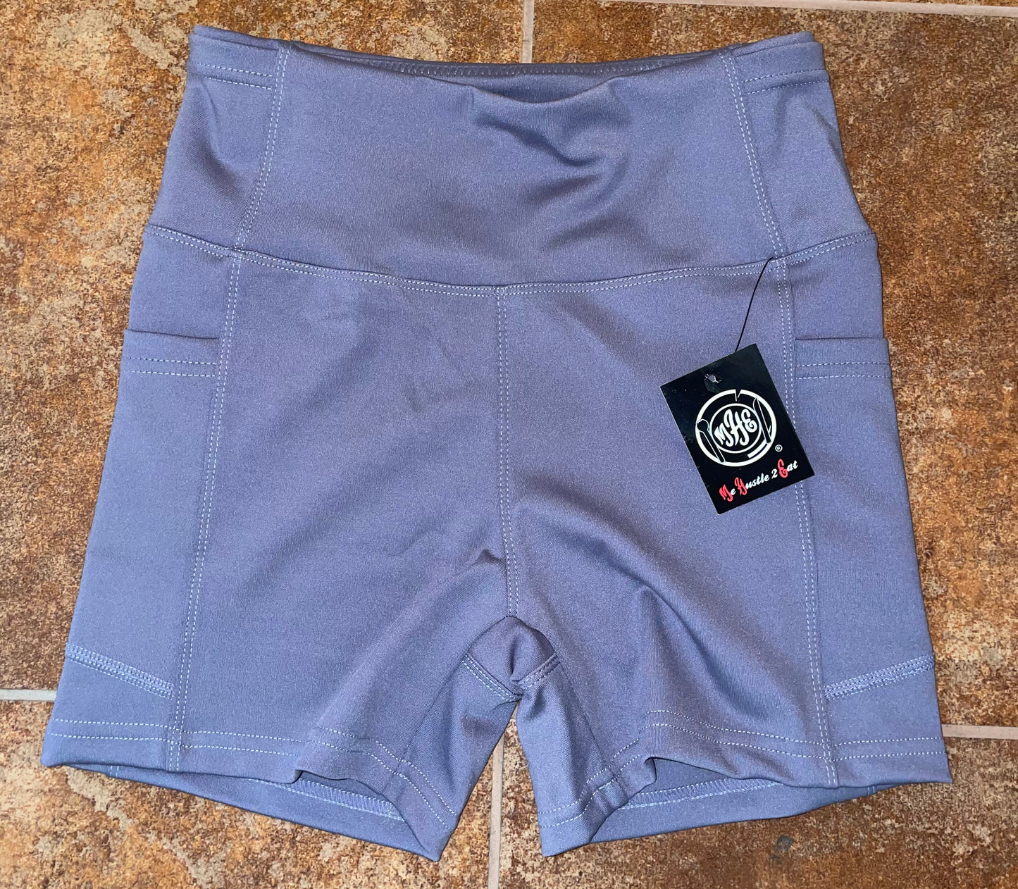 High Waisted Fitted Shorts with Pockets - Shoes in The Cubby Logo