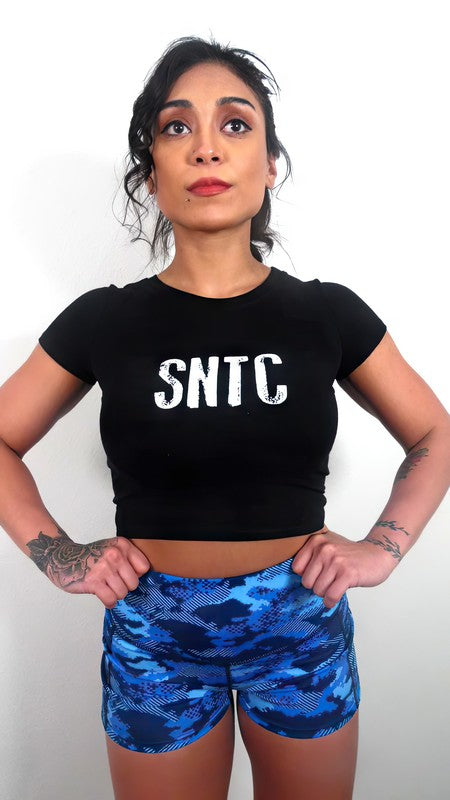 Fitted Printed Shorts with Pockets - Embroidered SNTC Logo