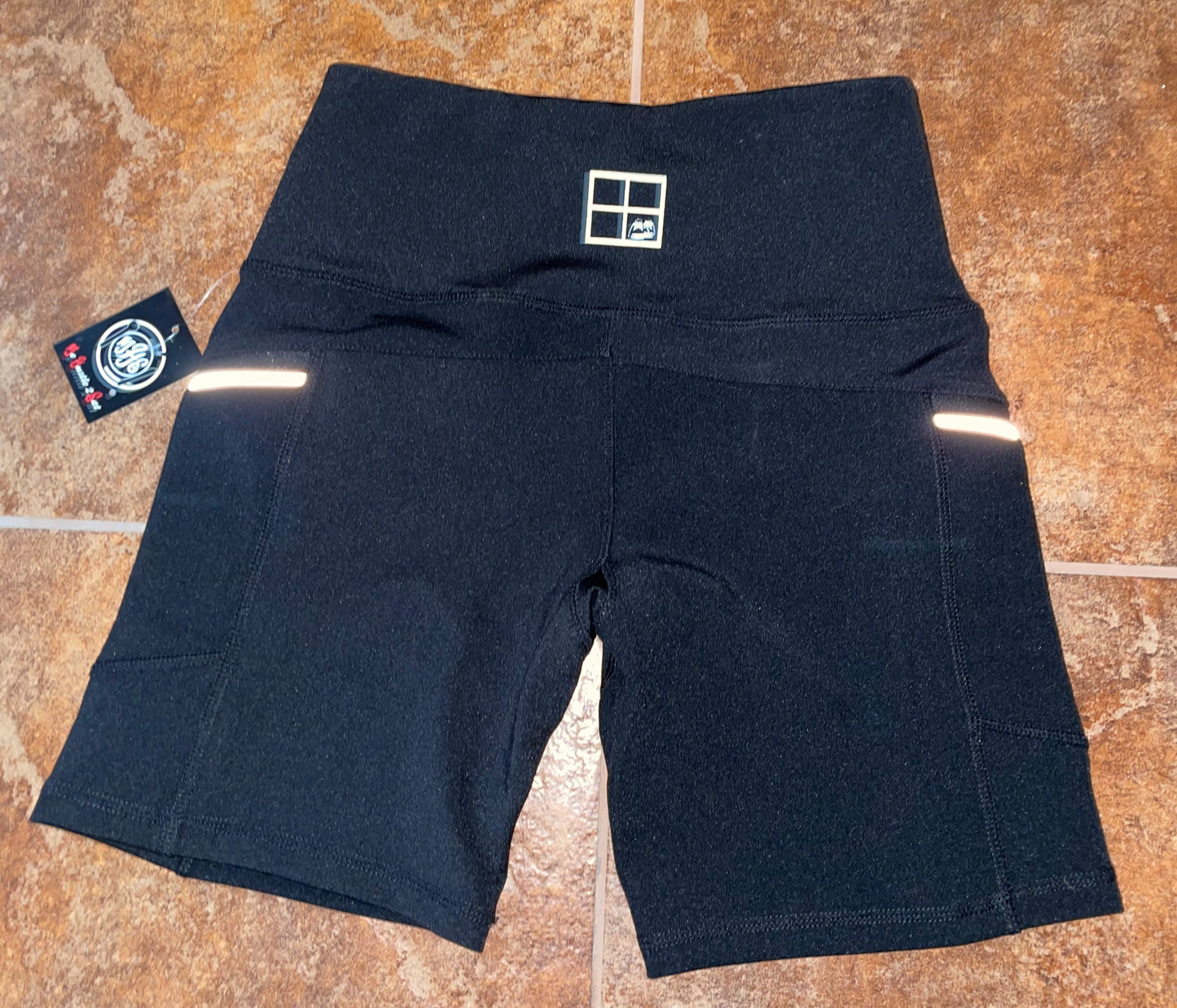 Fitted High Waisted Shorts with Reflective Zipper Pockets - Shoes in The Cubby