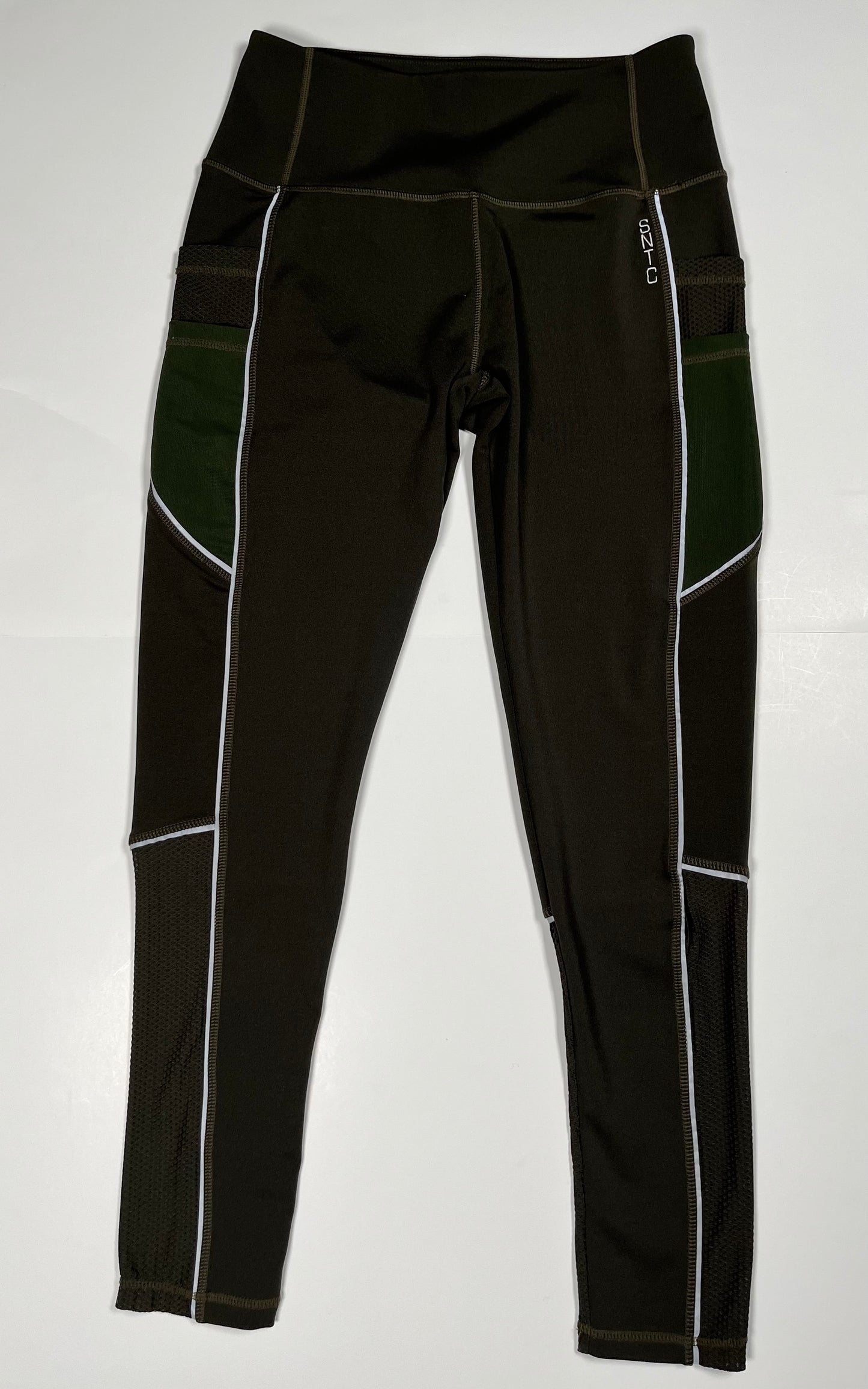 High Waisted Leggings with Mesh & Pockets - Embroidered SNTC Logo