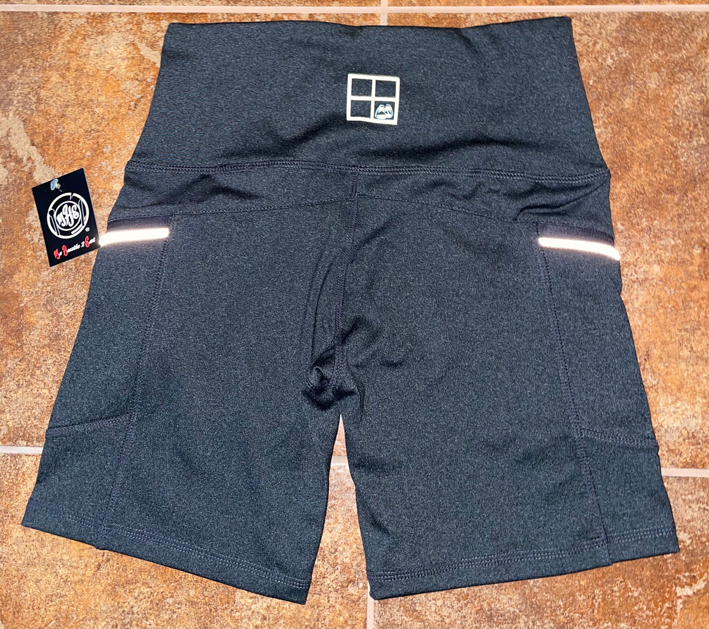 Fitted High Waisted Shorts with Reflective Zipper Pockets - Shoes in The Cubby