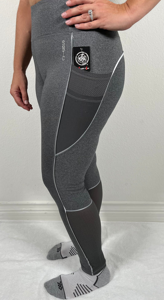 High Waisted Leggings with Mesh & Pockets - Embroidered SNTC Logo